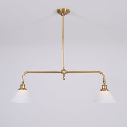 Vintage Glass Pendant Light T-Bar Arms View 19