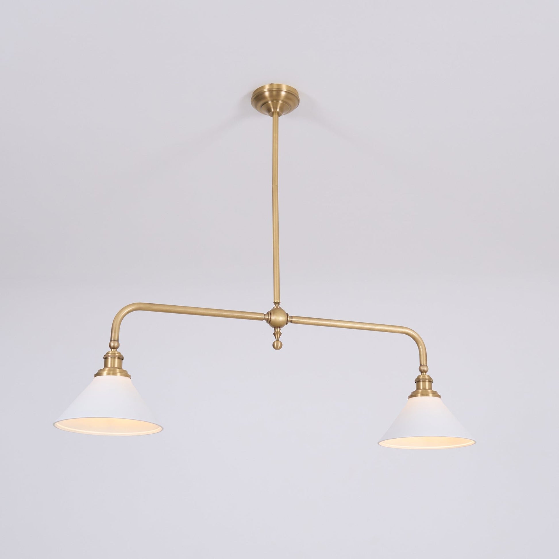Vintage Glass Pendant Light T-Bar Arms View 20