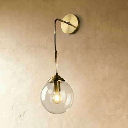 Vintage Glass Wall Sconce Lamp Globe Wand Back