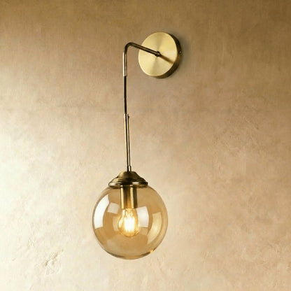 Vintage Glass Wall Sconce Lamp Globe Wand Close Up