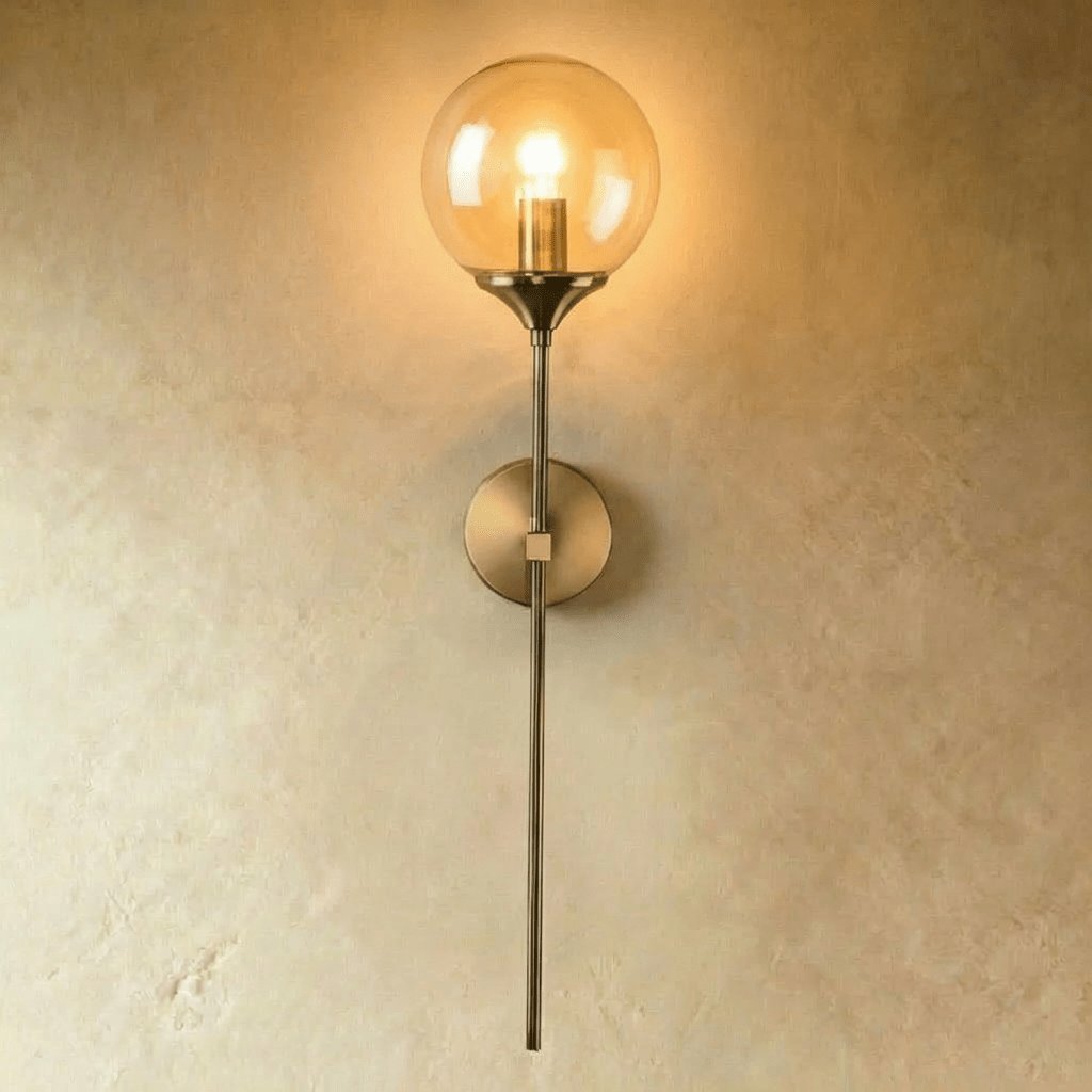 Vintage Glass Wall Sconce Lamp Globe Wand Detail