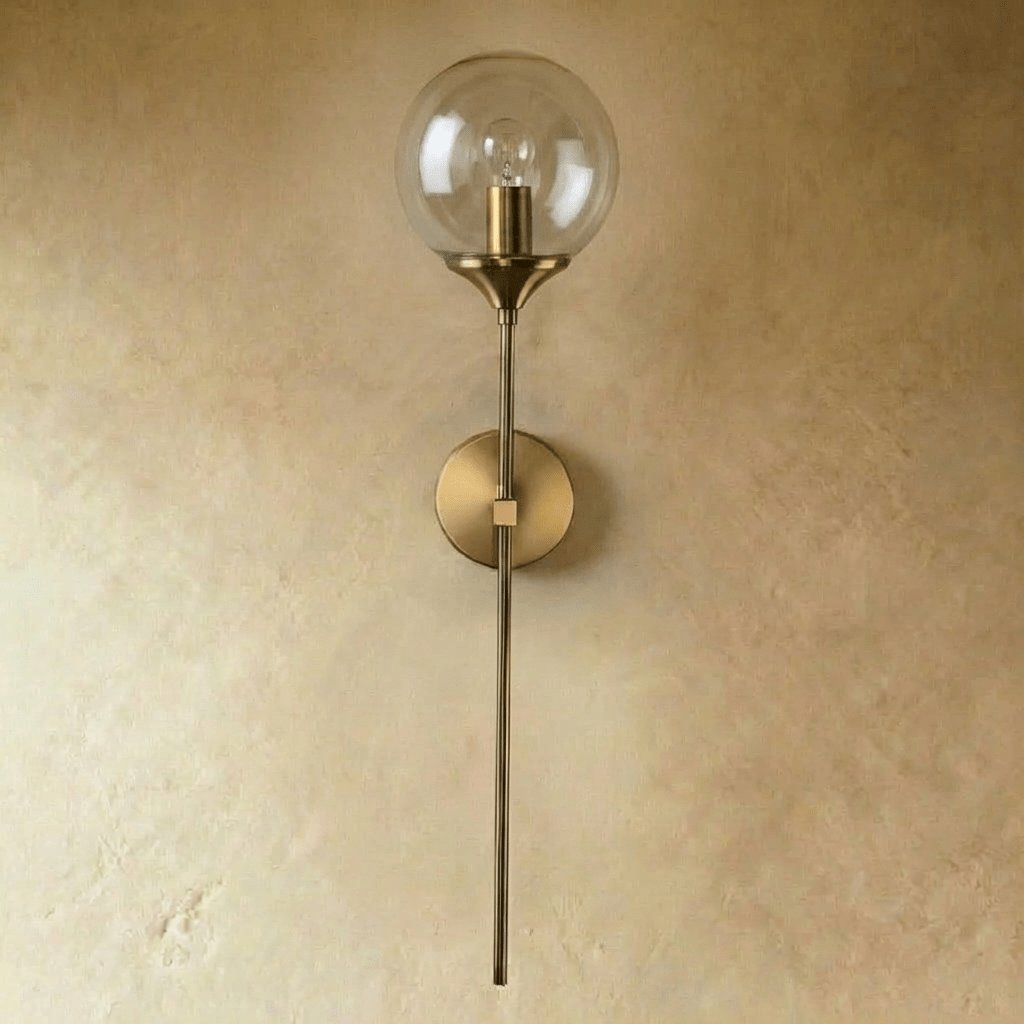Vintage Glass Wall Sconce Lamp Globe Wand Front