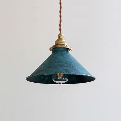Vintage Metal Pendant Light Conical Shade Back