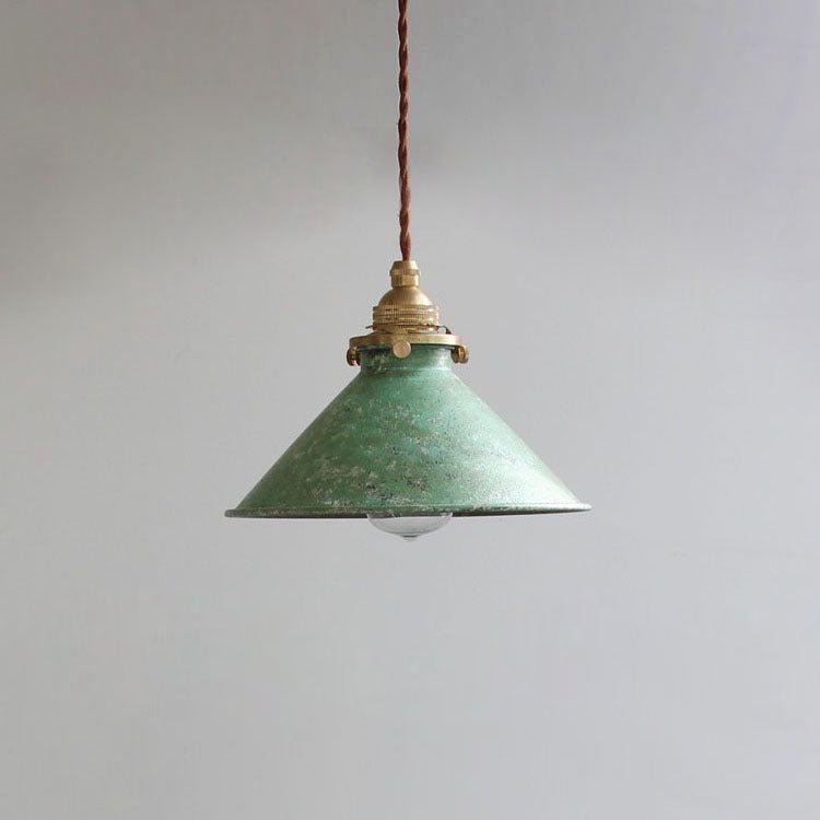 Vintage Metal Pendant Light Conical Shade Detail