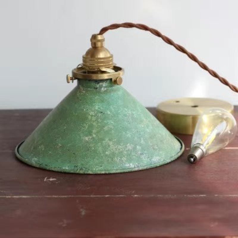 Vintage Metal Pendant Light Conical Shade Full