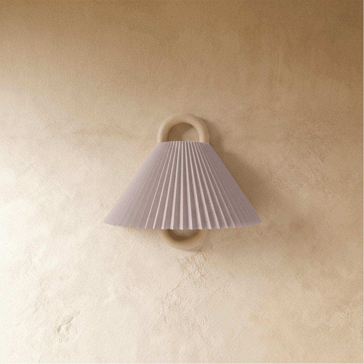 Vintage Wood Wall Lamp Fabric Cone Shade Back