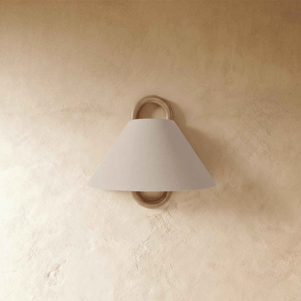 Vintage Wood Wall Lamp Fabric Cone Shade Detail
