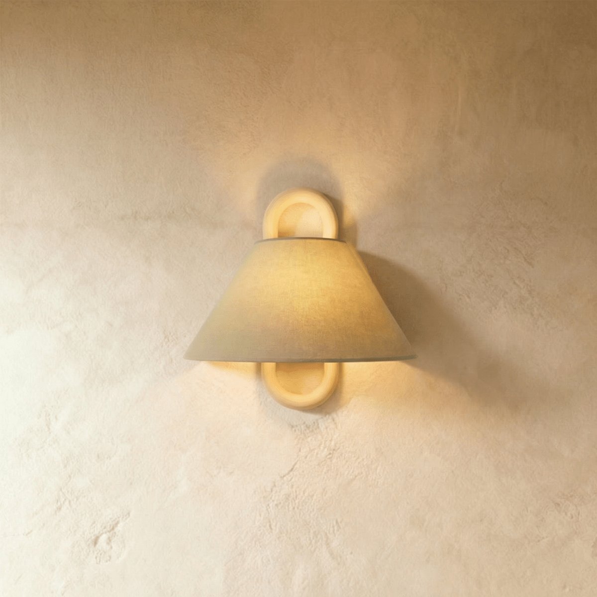Vintage Wood Wall Lamp Fabric Cone Shade Hero