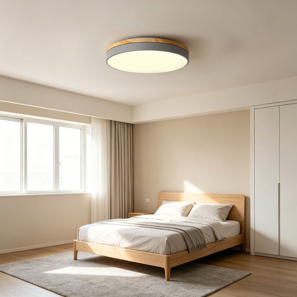 Wooden Flush Mount Ceiling Light Thin Round Alternate