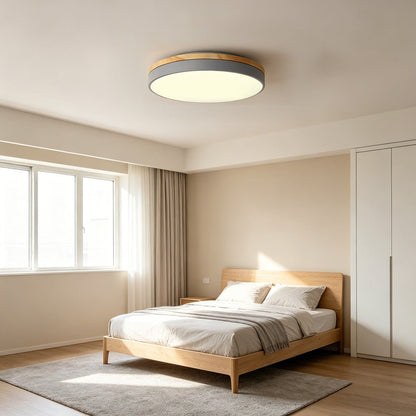 Wooden Flush Mount Ceiling Light Thin Round Alternate