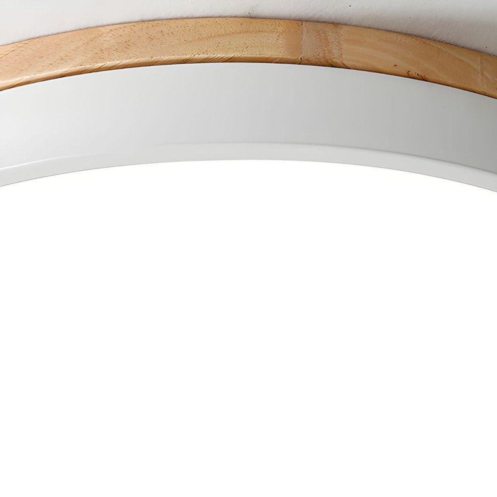 Wooden Flush Mount Ceiling Light Thin Round Angle