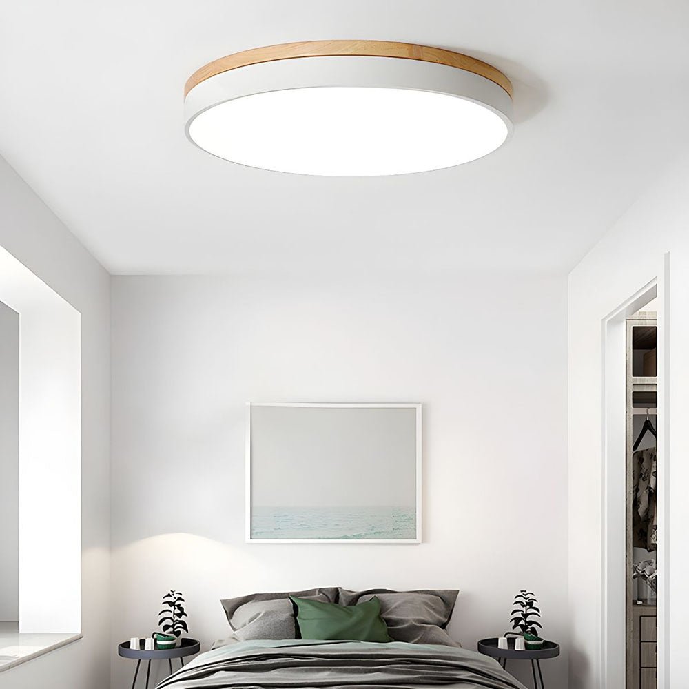 Wooden Flush Mount Ceiling Light Thin Round Hero