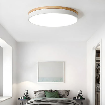 Wooden Flush Mount Ceiling Light Thin Round Hero