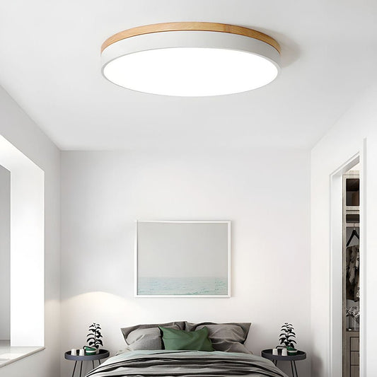 Wooden Flush Mount Ceiling Light Thin Round Hero