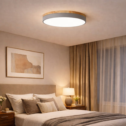 Wooden Flush Mount Ceiling Light Thin Round View 11