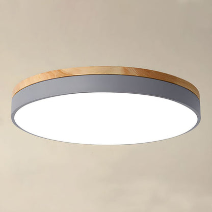 Wooden Flush Mount Ceiling Light Thin Round View 16