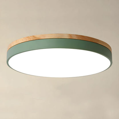 Wooden Flush Mount Ceiling Light Thin Round View 18