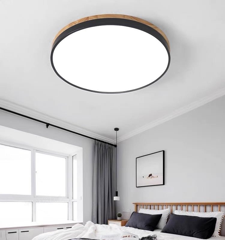 Wooden Flush Mount Ceiling Light Thin Round View 21