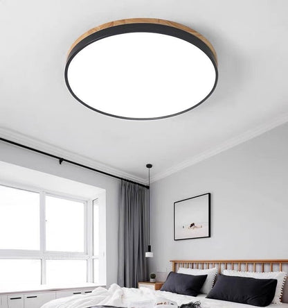 Wooden Flush Mount Ceiling Light Thin Round View 21