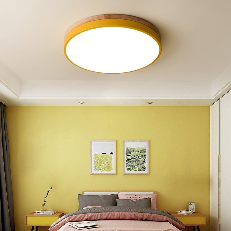 Wooden Flush Mount Ceiling Light Thin Round View 24