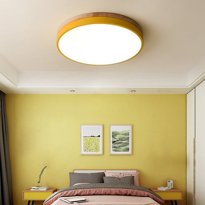 Wooden Flush Mount Ceiling Light Thin Round View 24