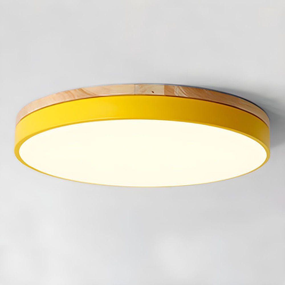 Wooden Flush Mount Ceiling Light Thin Round View 25