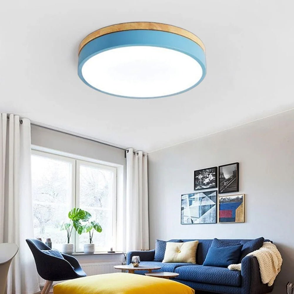 Wooden Flush Mount Ceiling Light Thin Round View 27