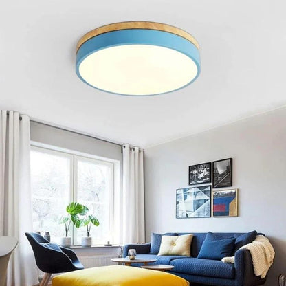 Wooden Flush Mount Ceiling Light Thin Round View 28