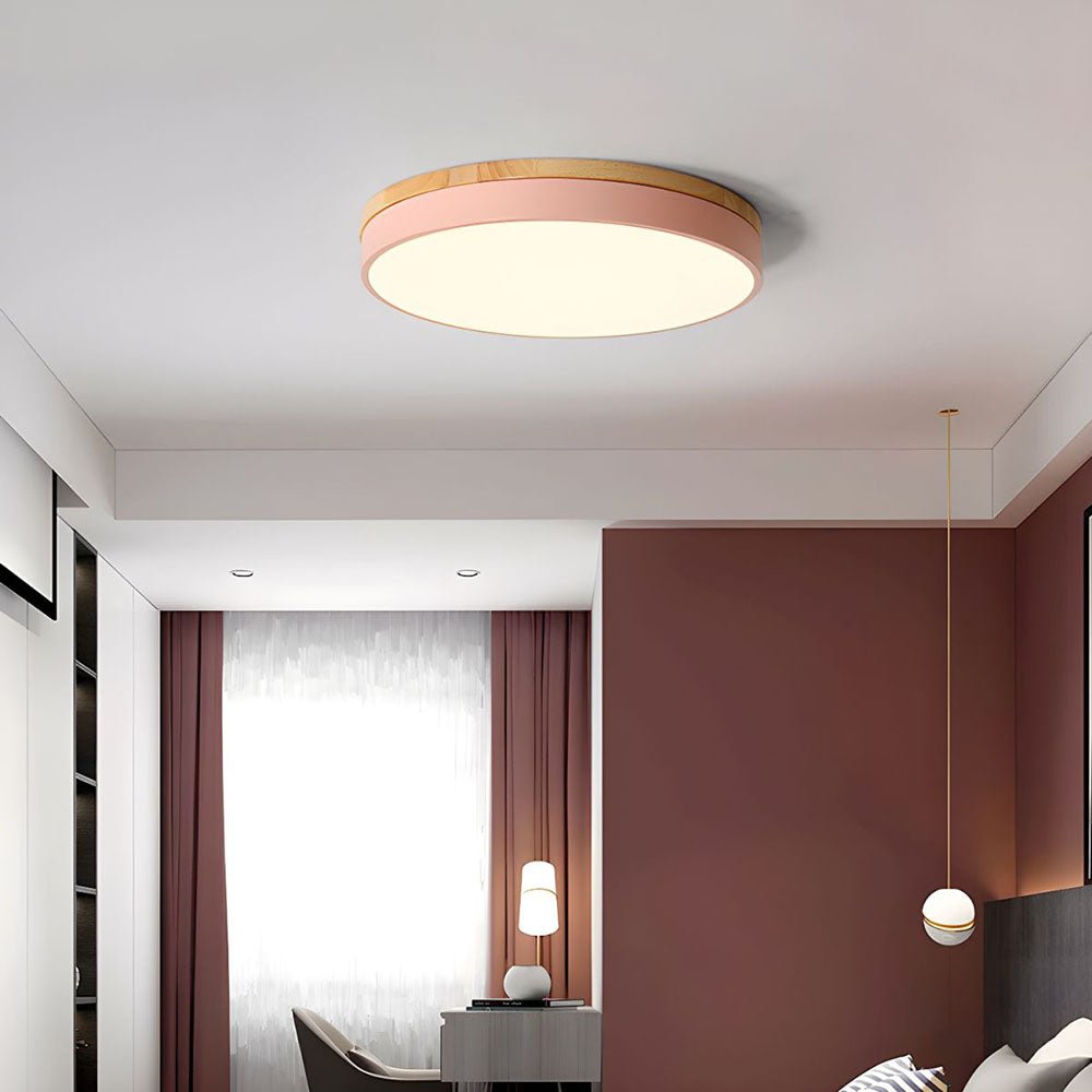 Wooden Flush Mount Ceiling Light Thin Round View 30