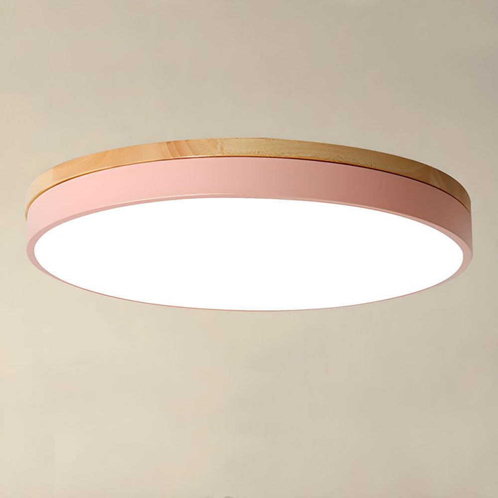 Wooden Flush Mount Ceiling Light Thin Round View 31