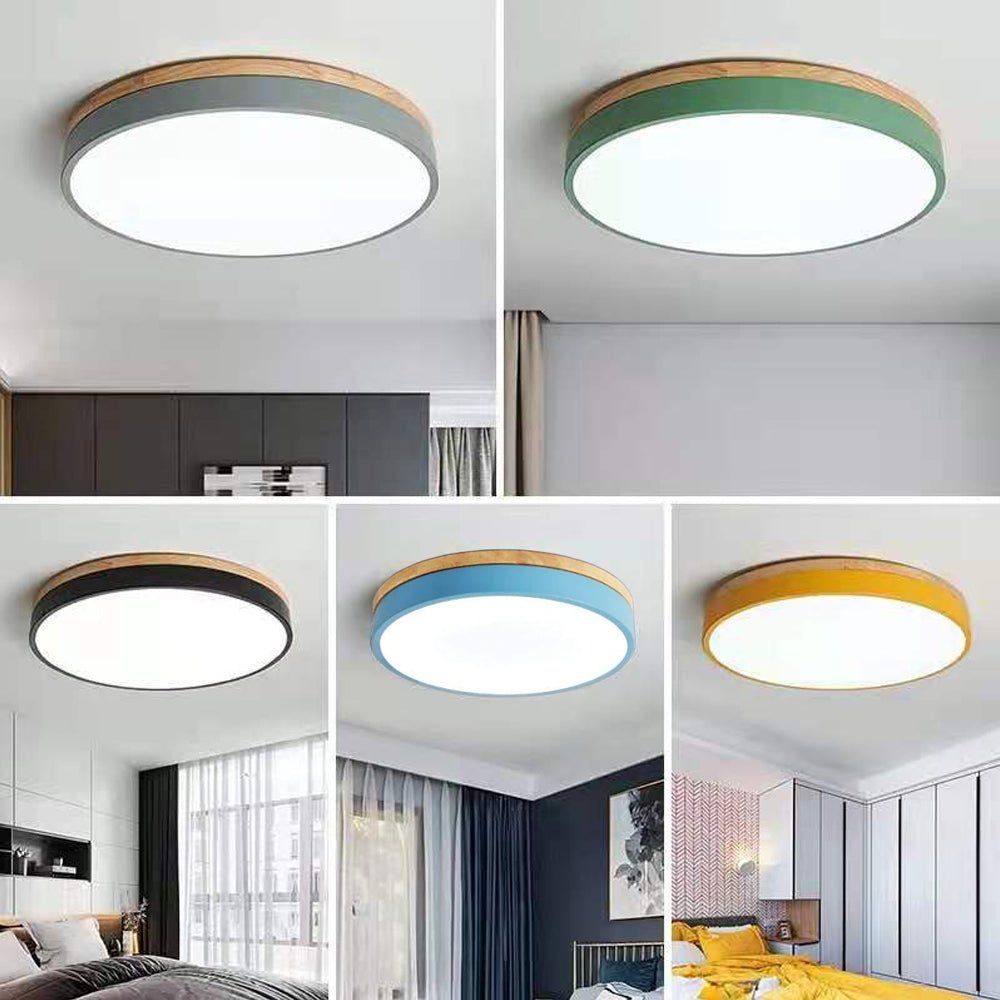 Wooden Flush Mount Ceiling Light Thin Round View 32