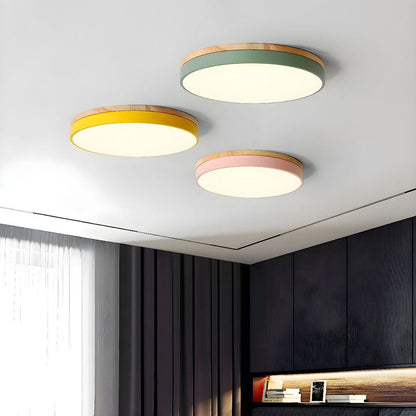Wooden Flush Mount Ceiling Light Thin Round View 33