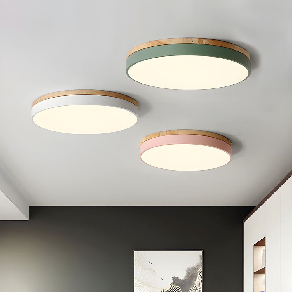 Wooden Flush Mount Ceiling Light Thin Round View 34