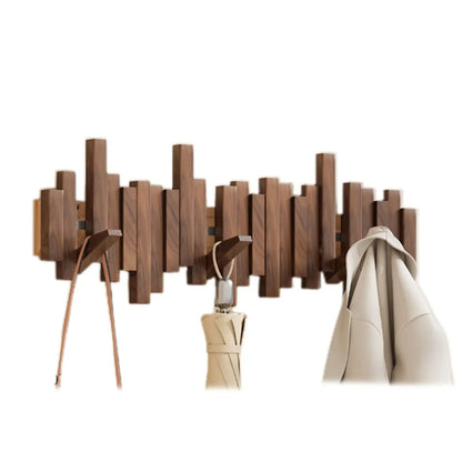 Wooden Wall Coat Rack Skyline Hook Front