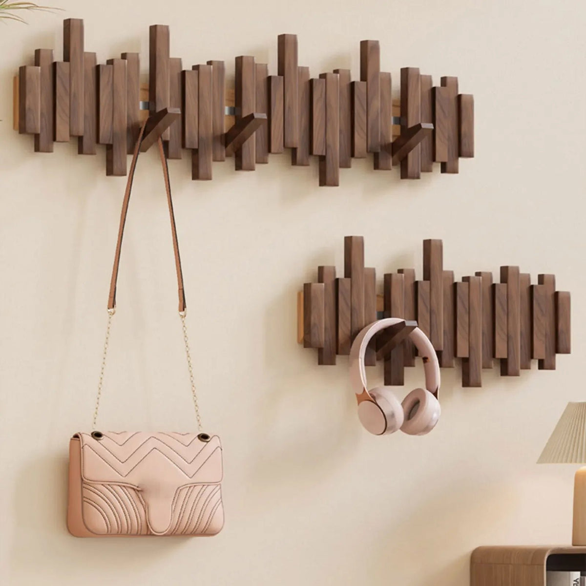 Wooden Wall Coat Rack Skyline Hook Side