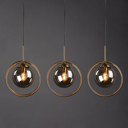 Zoey Glass Pendant Light with a Metal Ring Detail
