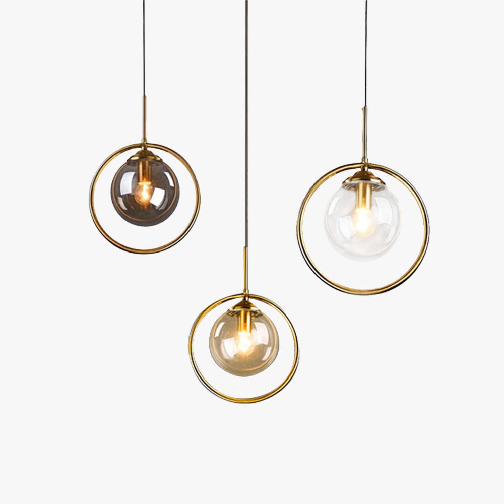 Zoey Glass Pendant Light with a Metal Ring Hero